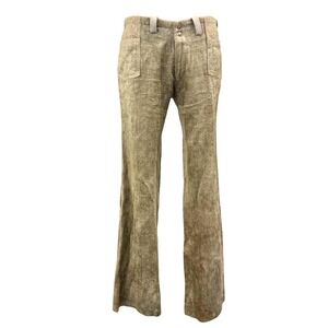 Vtg 60s USA Male Terry Cloth Flared Pants Tan Lowrise Groovy Disco XS/S